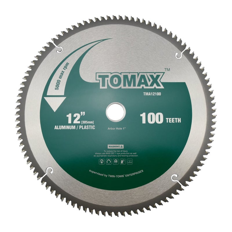TOMAX 12-Inch 100 Tooth TCG Aluminum and Non-Ferrous Metal Saw Blade with 1-Inch Arbor - Image 1